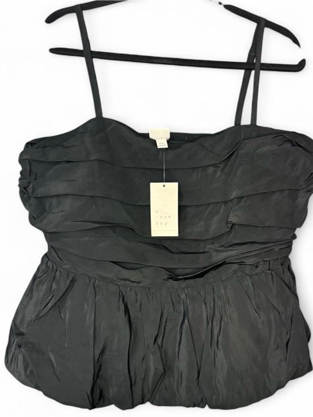 NWT A New Day Black Ruched Peplum Cami Top Bubble Hem XXL